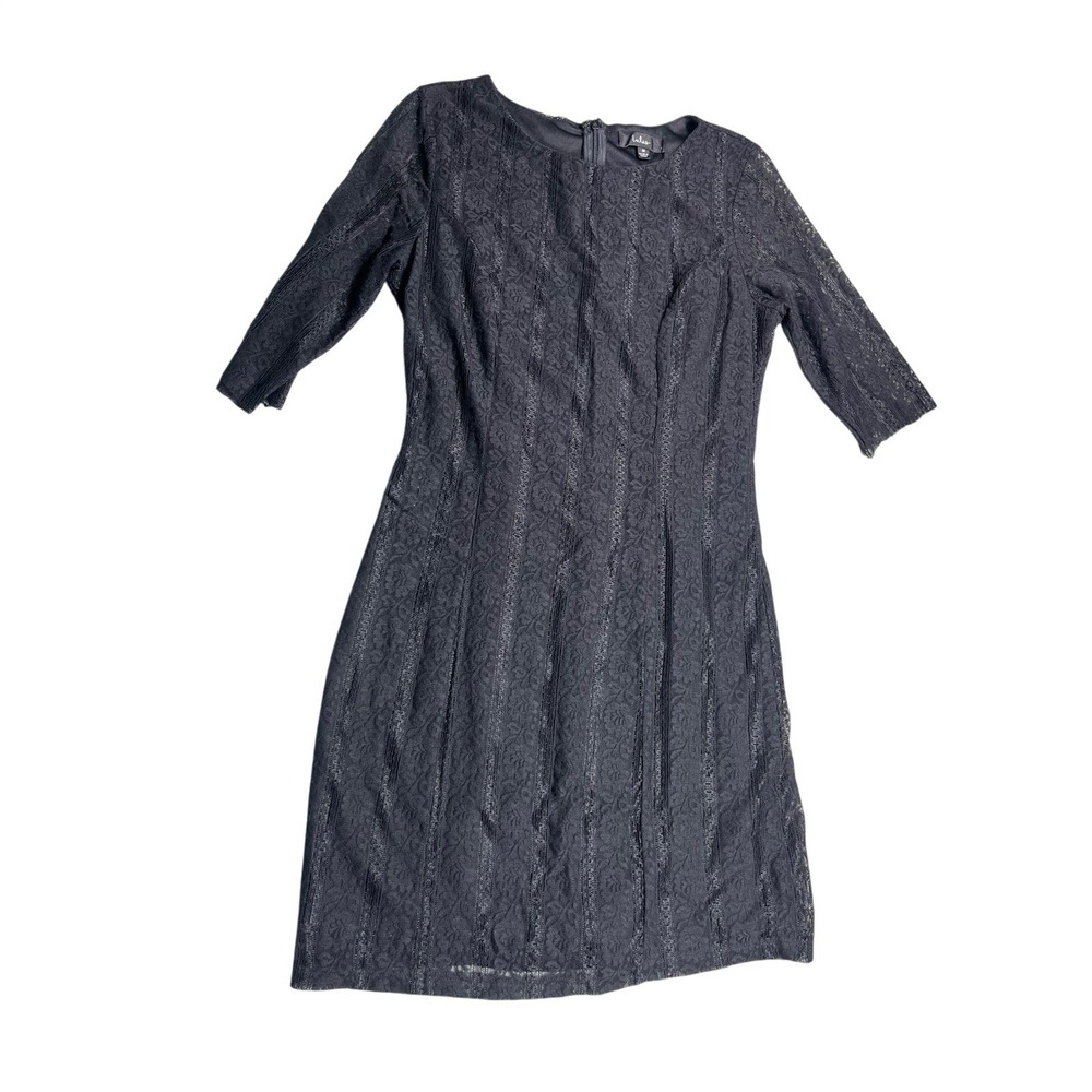 Lulus Black Lace Midi Dress Medium 3/4 Sleeve Fit & Flare Cocktail